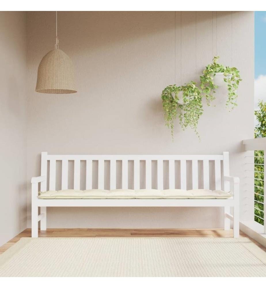 Coussin de banc de jardin blanc crème 200x50x7 cm tissu oxford