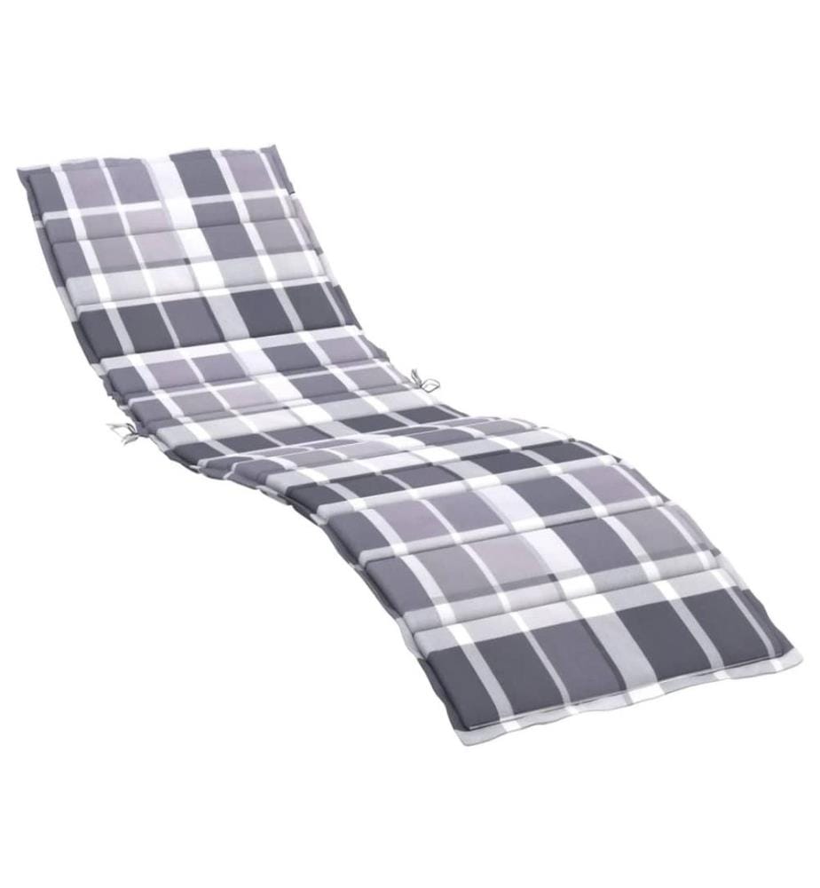 Coussin de chaise longue motif à carreaux gris 200x50x3 cm
