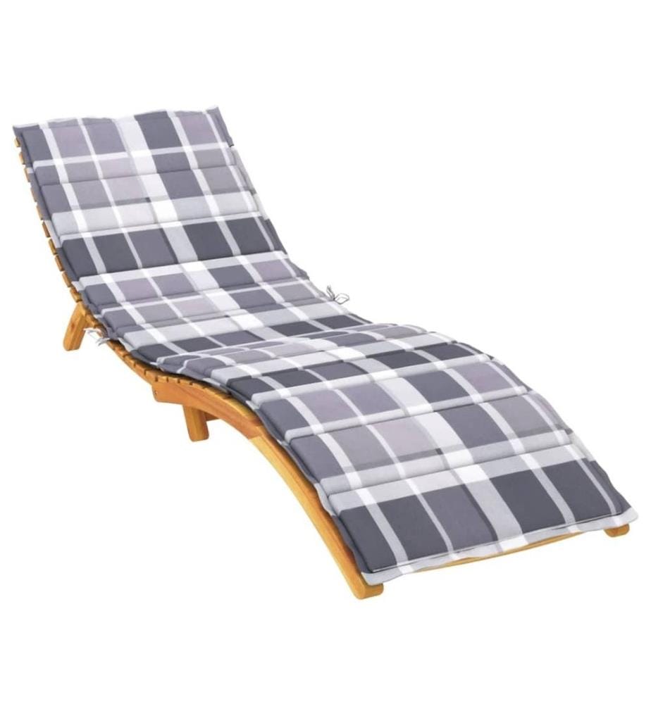 Coussin de chaise longue motif à carreaux gris 200x50x3 cm