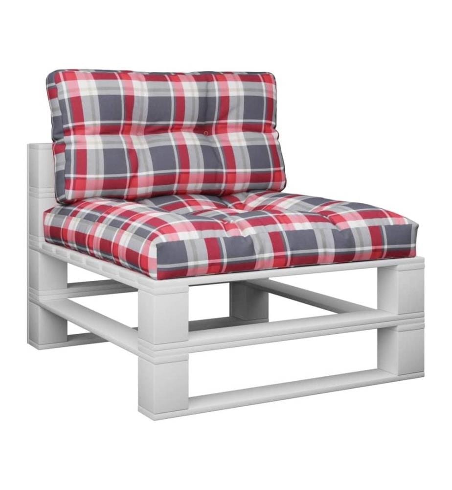 Coussins de palette 2 pcs motif à carreaux rouge tissu