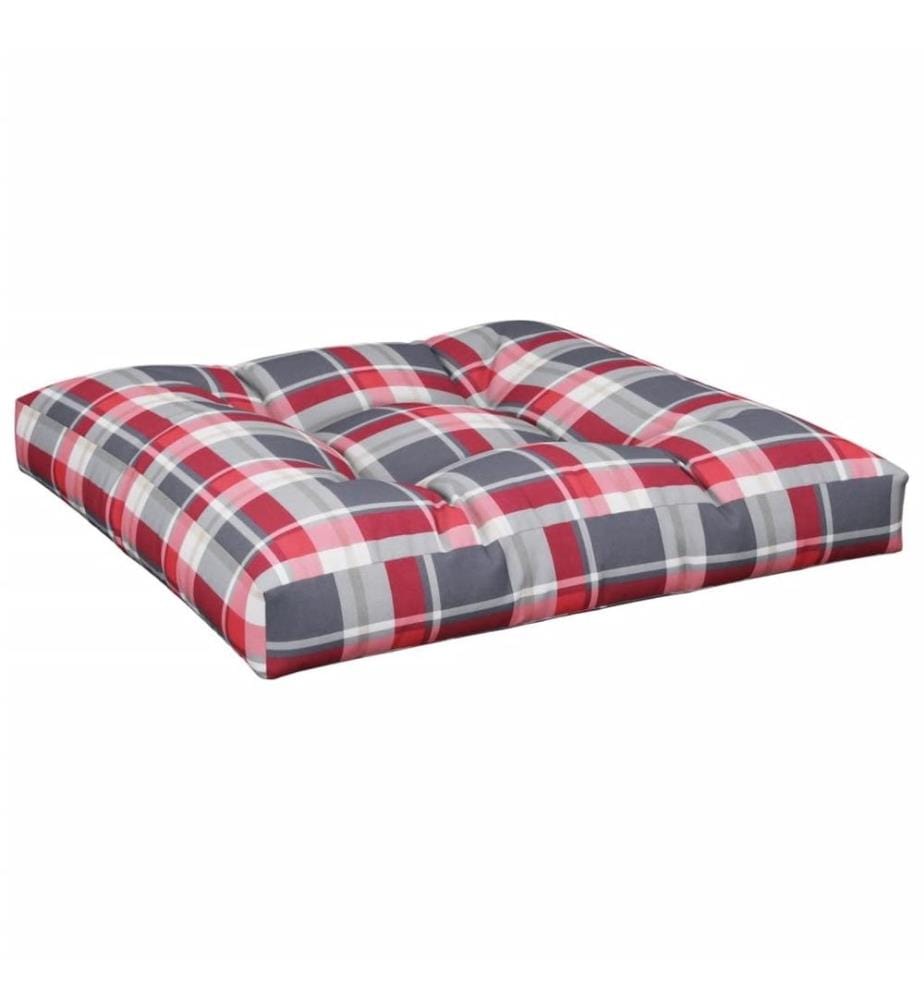 Coussins de palette 2 pcs motif à carreaux rouge tissu