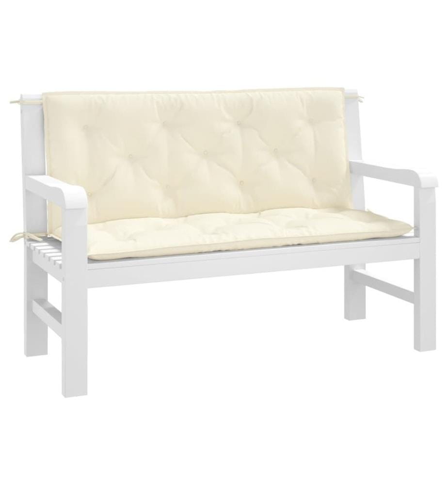 Coussins de banc de jardin 2 pcs blanc crème tissu Oxford