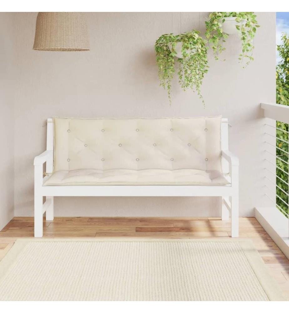 Gartenbank-Auflagen 2 Stk. Cremeweiss 150x50x7 cm Oxford-Gewebe