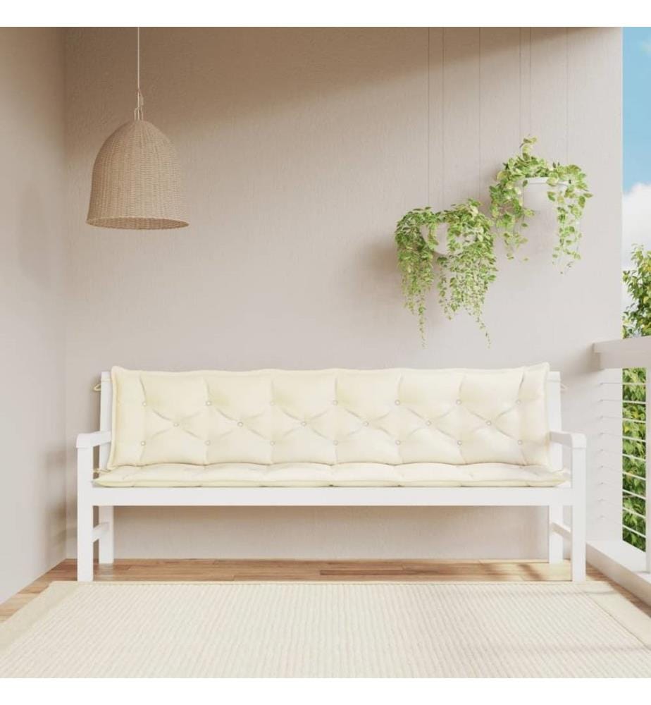 Gartenbank-Auflagen 2 Stk. Cremeweiss 200x50x7 cm Oxford-Gewebe