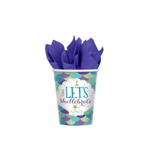 AMSCAN - Einwegbecher Mehrjungfrau 266 ml 8 Stück, Violett
