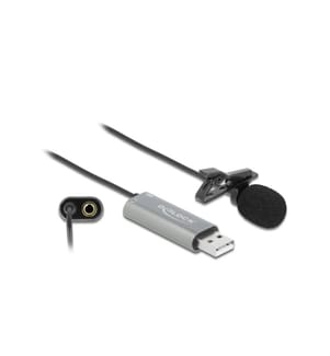 DELOCK - Microphone Tie/Lavier USB, omnidirectionnel 24Bit/192Khz