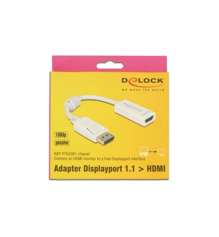 DELOCK - Adapter Displayport - HDMI Weiss