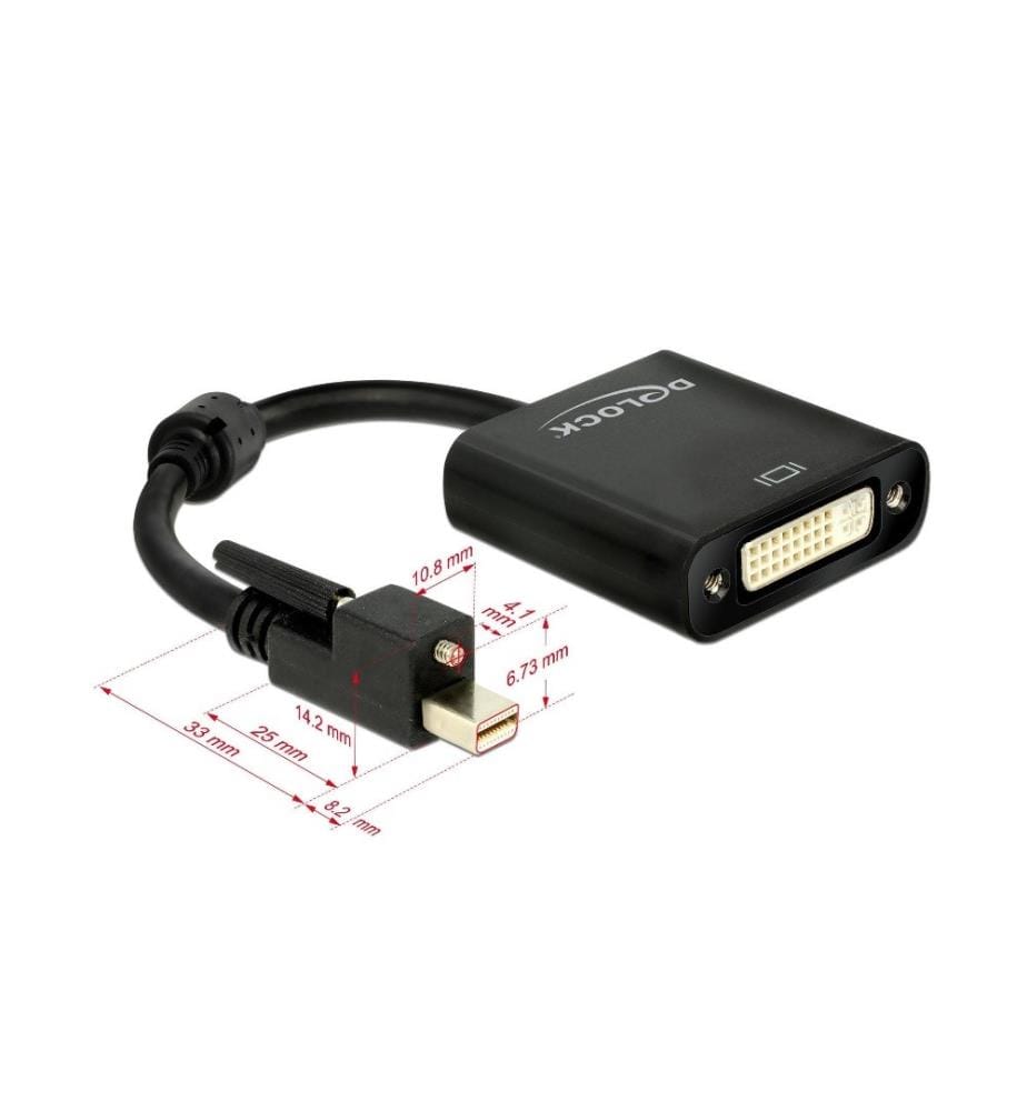 DELOCK - Adapter Mini-Displayport - DVI, 4K, aktiv, verschraubbar