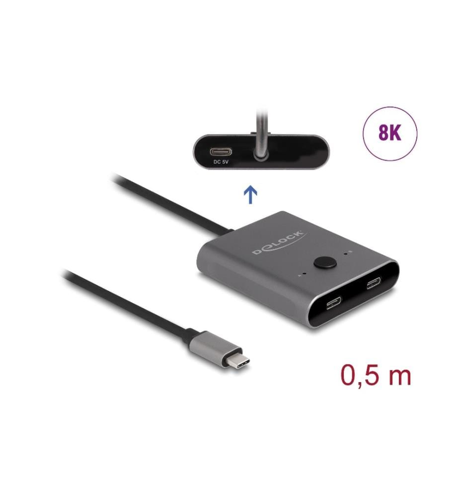 DELOCK - Umschalter USB Type-C 2 auf 1, Bidirektional, 8K