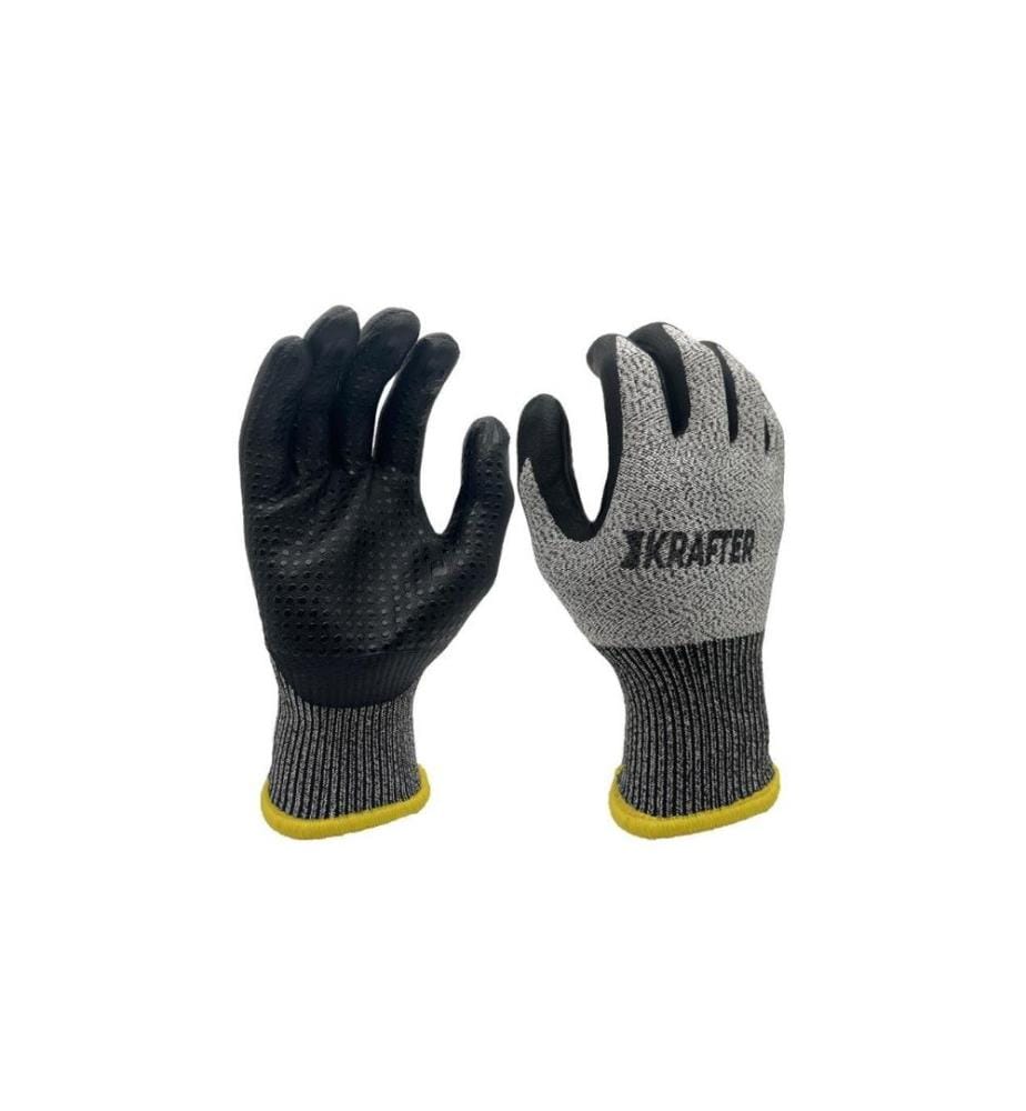 KRAFTER - Gant de travail Nylon, 8/M, Noir/Gris