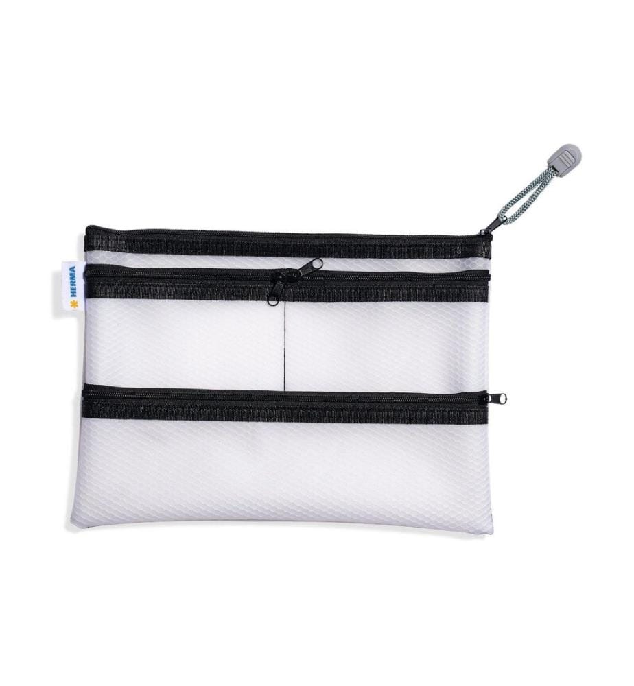 HERMA - Étui Mesh Bag A5, 14 x 21.7 cm, Noir/Blanc