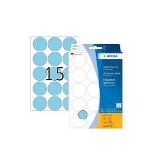 HERMA - Vielzweck-Etiketten 2273 Blau Ø 32 mm, 32 Blatt