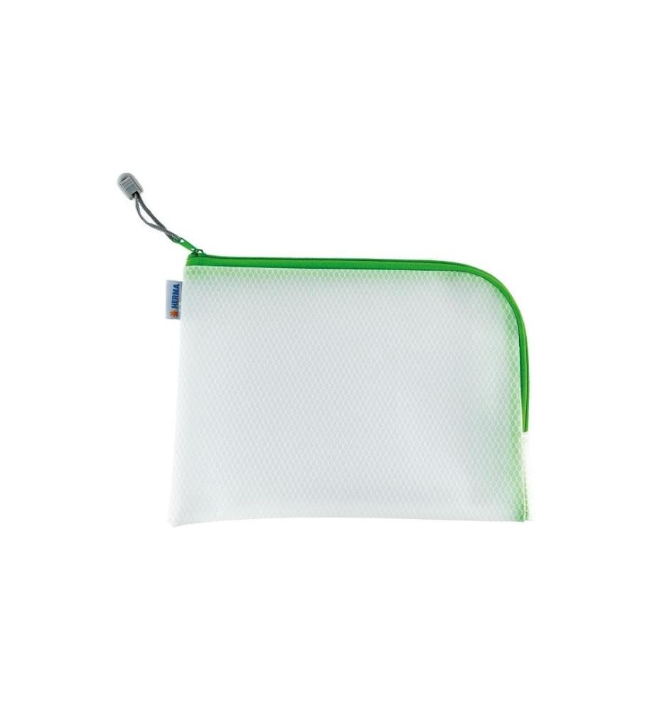 HERMA - Étui Mesh Bag 26 x 20 cm, vert / blanc