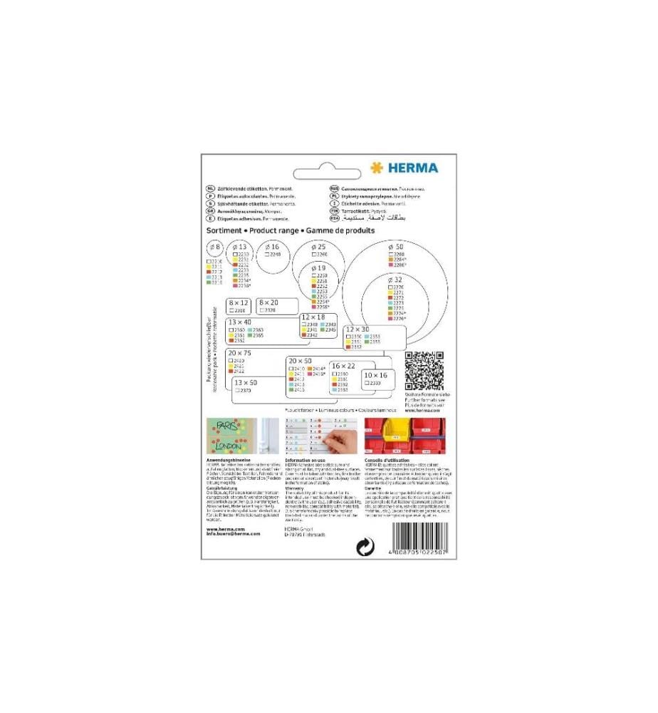 HERMA - Étiquettes multi-usage 2250 blanc Ø 19 mm, 32 Blatt