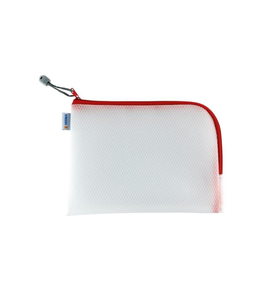 HERMA - Étui Mesh Bag 26 x 20 cm, Rouge / Blanc