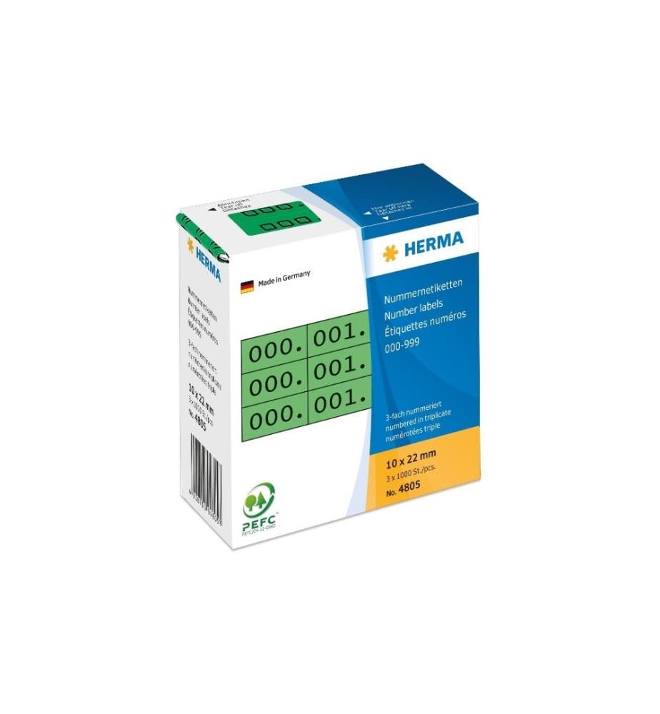 HERMA - Étiquettes de numéros 4805 10 x 22 mm, vert