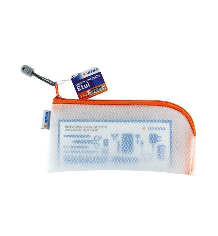 HERMA - Etui Mesh Bag 23 x 11 cm, Orange/Weiss