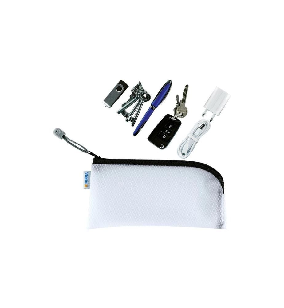 HERMA - Étui Mesh Bag 23 x 11 cm, noir/blanc