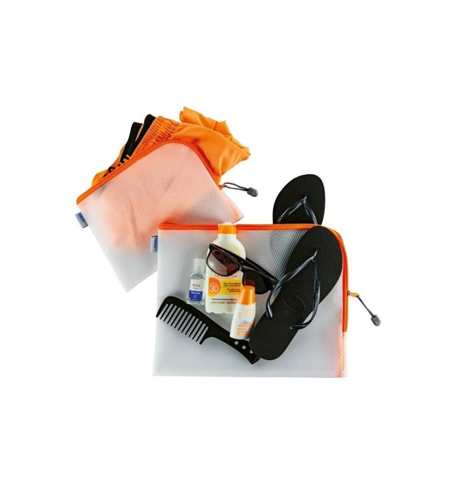 HERMA - Étui Mesh Bag 26 x 20 cm, Orange / Blanc
