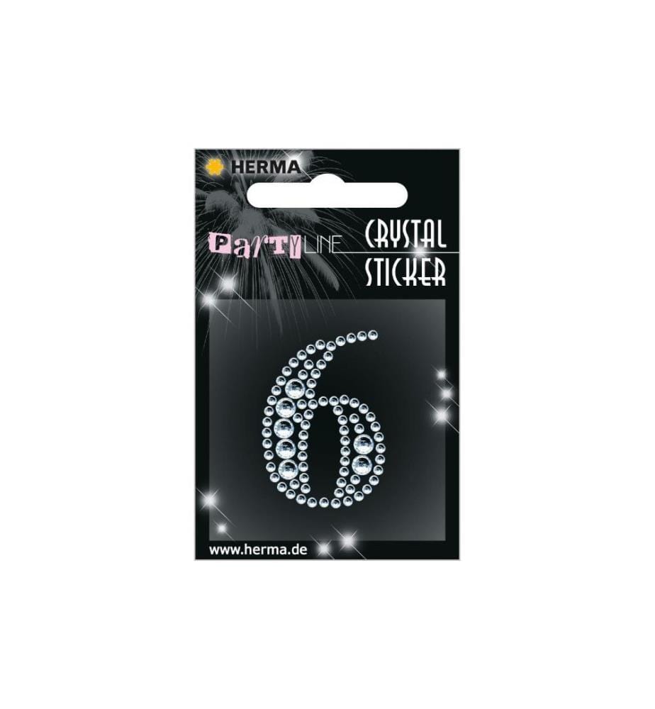 HERMA - Stickers Zahlensticker Crystal 6, 1 Stück Silber