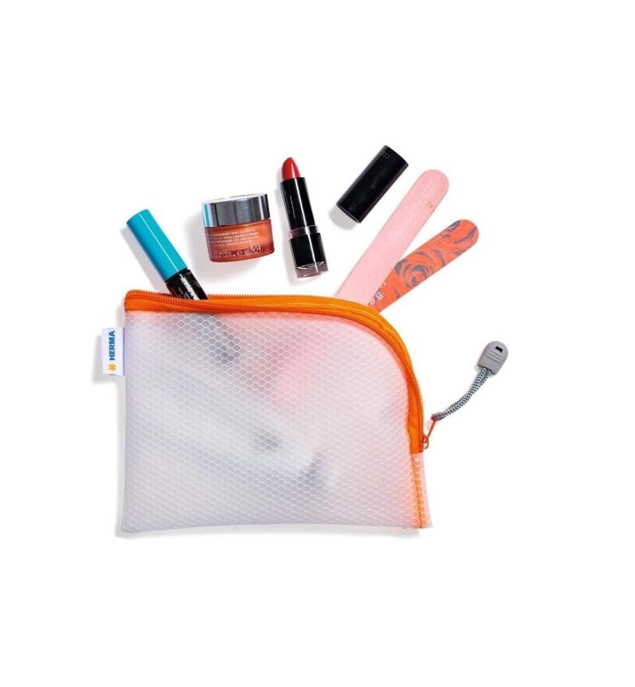 HERMA - Etui Mesh Bag A6, 10.5 x 14.8 cm, Orange/Weiss