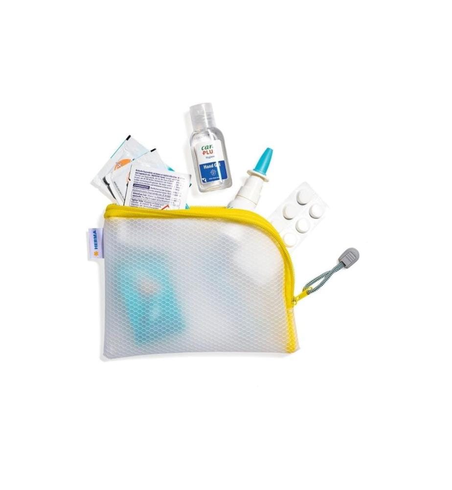HERMA - Étui Mesh Bag A6, 10.5 x 14.8 cm, Jaune/Blanc