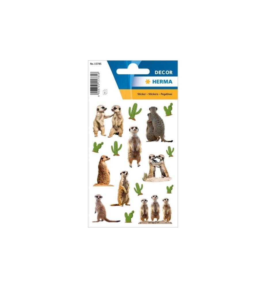 HERMA - Stickers Motivsticker Erdmännchen 3 Blatt mit je 16 Stickern