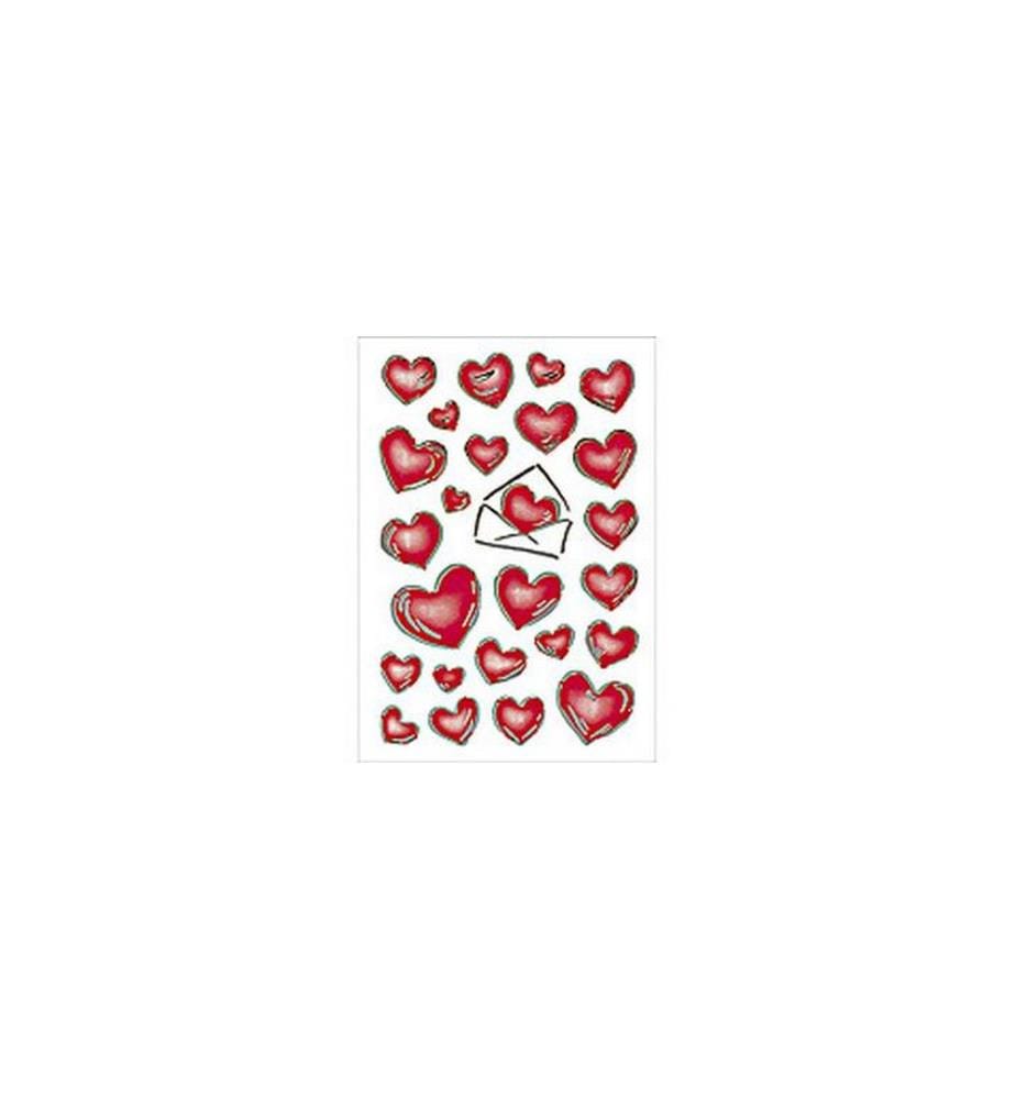 HERMA - Stickers 3D-Sticker Herzen mit Silberprägung 50 Stück Rot