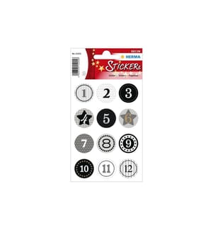 HERMA - Stickers Adventskalender-Zahlen Sticker Schwarz/Gold, 2 Blatt