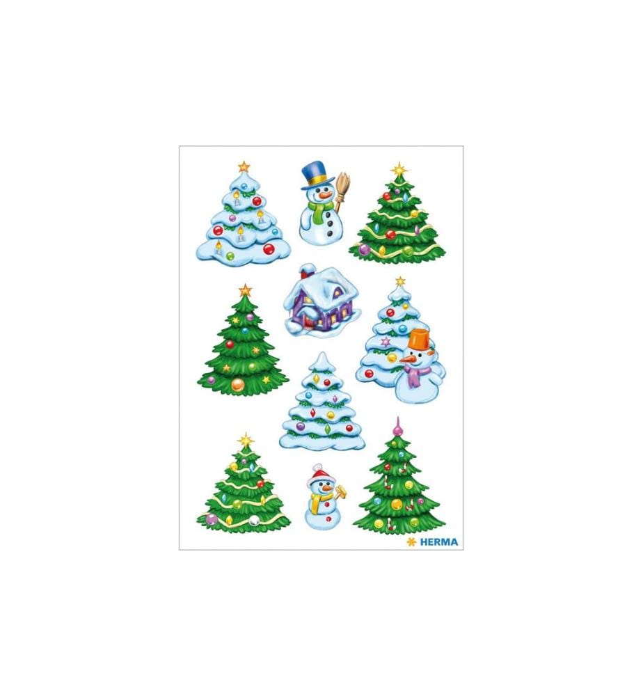 HERMA - Stickers Weihnachtssticker Winterwald 3 Blatt à 30 Sticker