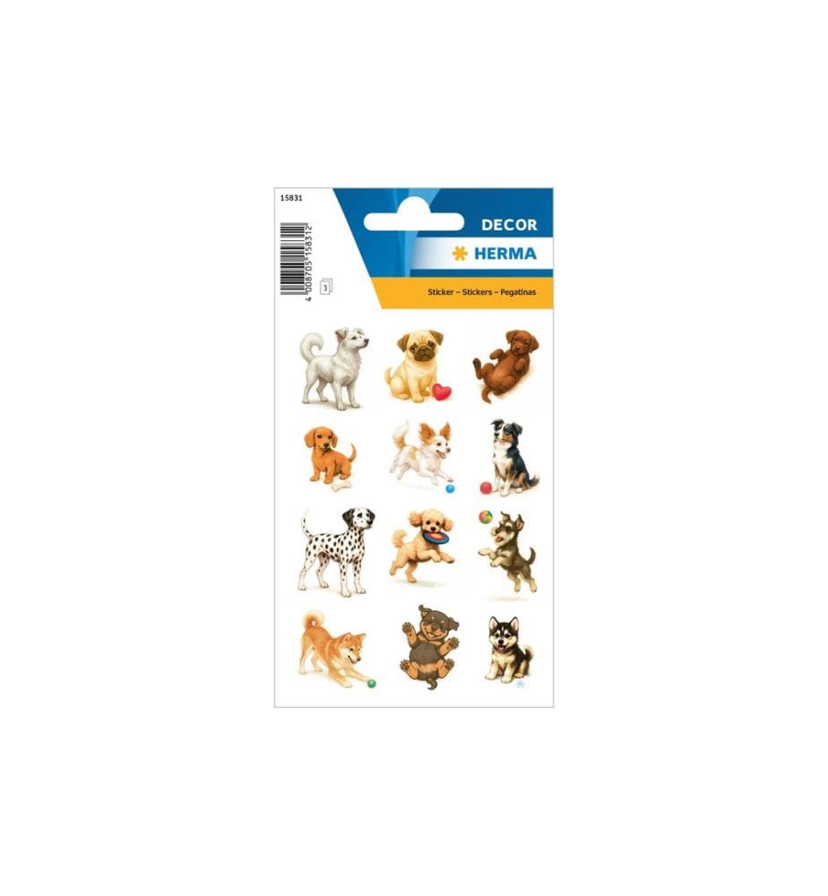 HERMA - Stickers Motivsticker Verspielte Hunde 3 Blatt / 36 Sicker