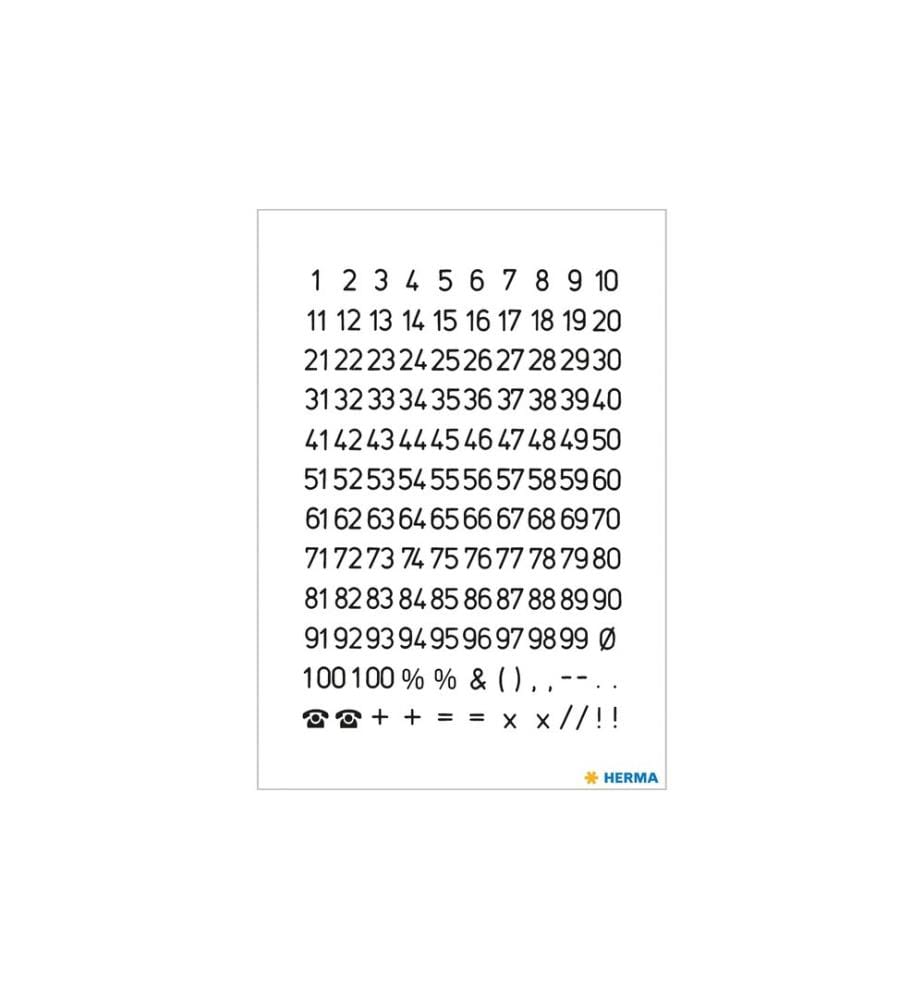 HERMA - Stickers Etiketten Zahlen 5 mm 1-100 2 Stück, Schwarz
