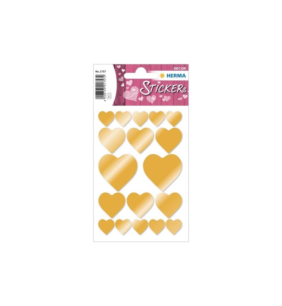 HERMA - Stickers Metallic Sticker Herzen Gold 36 Stück Gold