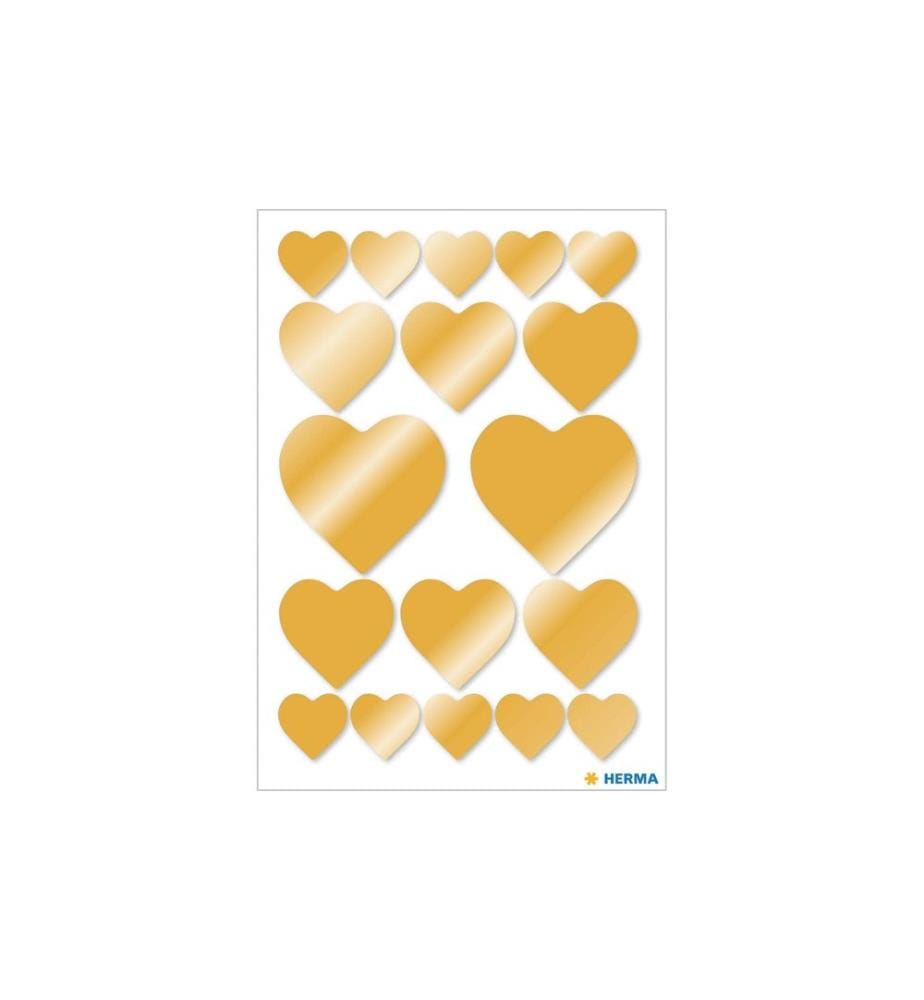 HERMA - Stickers Metallic Sticker Herzen Gold 36 Stück Gold