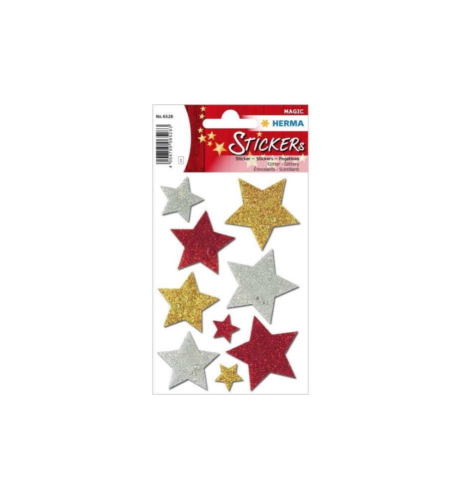 HERMA - Stickers Weihnachtssticker Sterne 1 Blatt à 9 Sticker