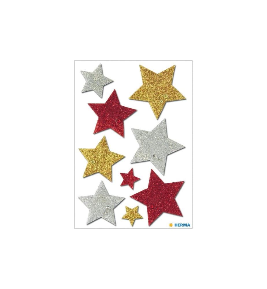 HERMA - Stickers Weihnachtssticker Sterne 1 Blatt à 9 Sticker