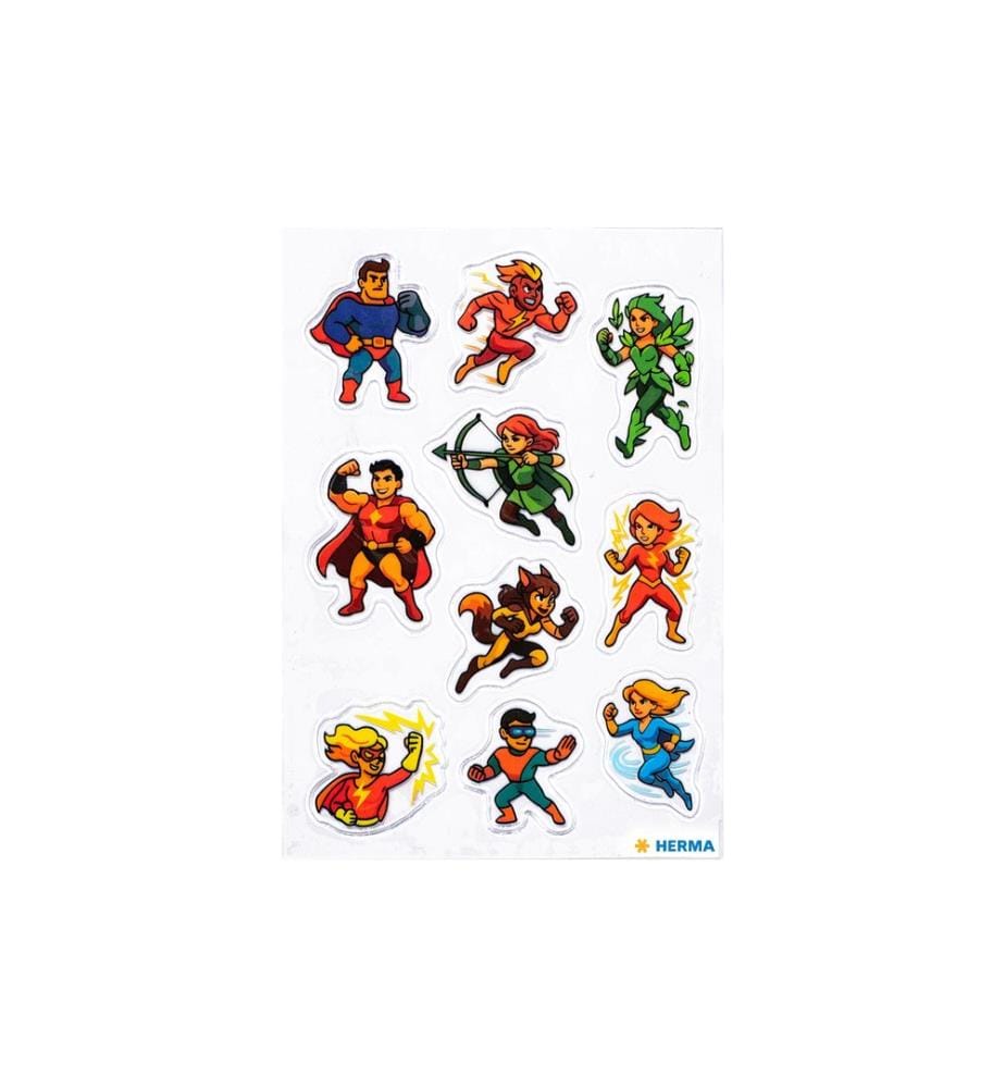 HERMA - Stickers Motivsticker Superhelden, Transpuffy 1 Blatt / 10 Sticker