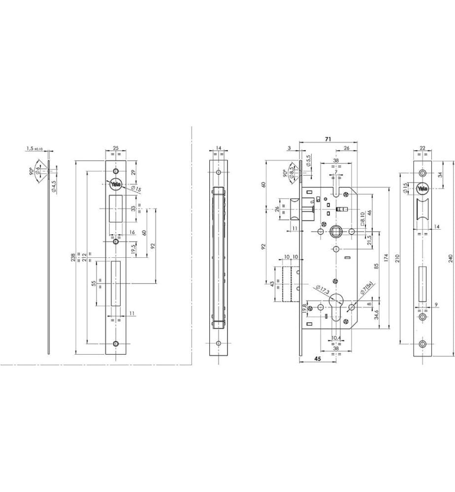 Wooden Door Lock with Front Square Edge, 45mm En… DeinDeal