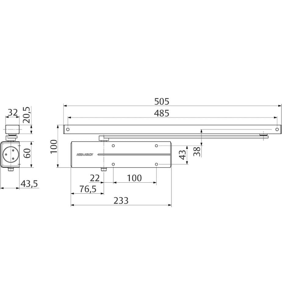 Tesa Assa Abloy DC135D9016 Door Closer with Sli… DeinDeal