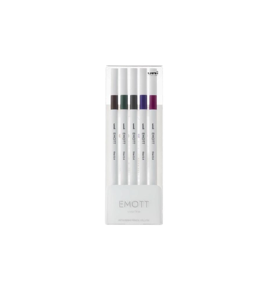 UNI - Fineliner Emott Vintage 0.4 mm, jeu de 5