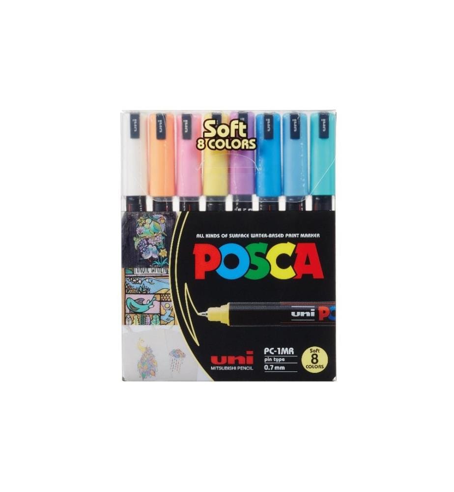 UNI - Permanent-Marker POSCA Softcolors 0.7 mm, 8 Stück
