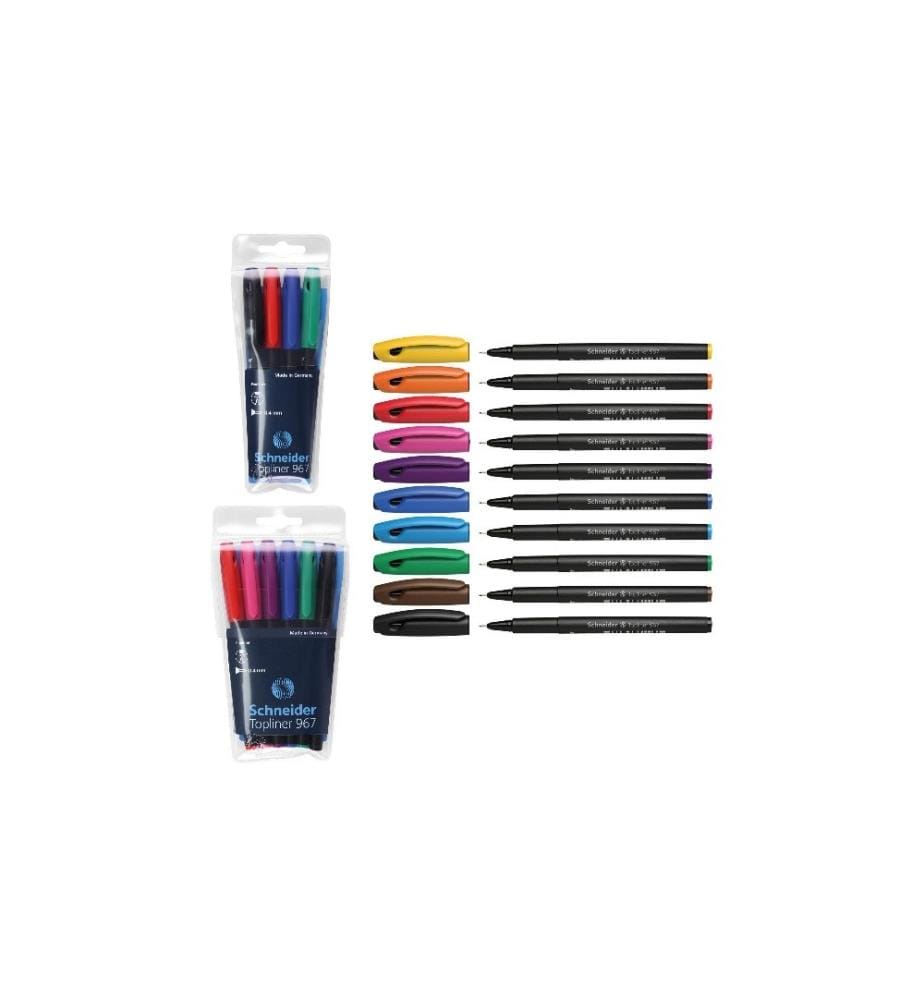 SCHNEIDER - Fineliner Topliner 967 0.4 mm, Multicolore, 4 pièces