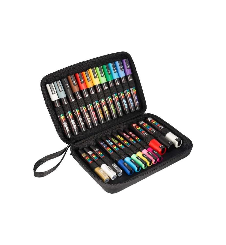 UNI - Marqueur indélébile UNI - POSCA Etui de 24 pièces assorties