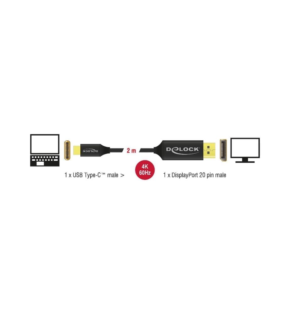 DELOCK - Kabel USB Type-C – DisplayPort koaxial Kabel, 2m, 4K/60Hz