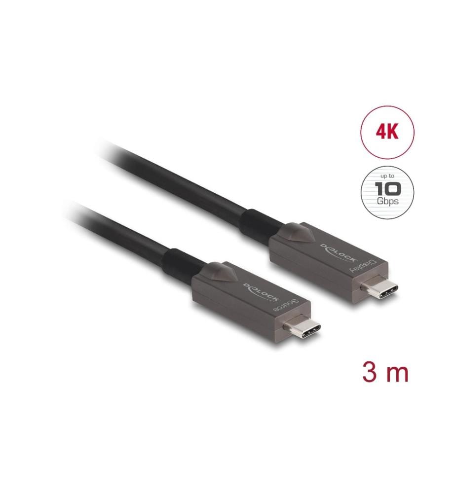 DELOCK - Optisches Kabel 4K 10Gbps USB Type-C - USB Type-C, 3 m