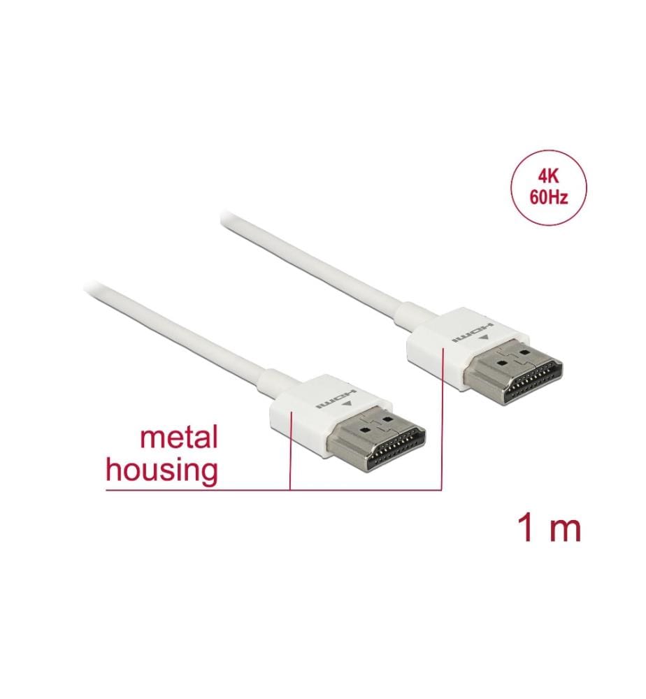 DELOCK - Kabel 4K 60Hz HDMI - HDMI, 1 m, Weiss