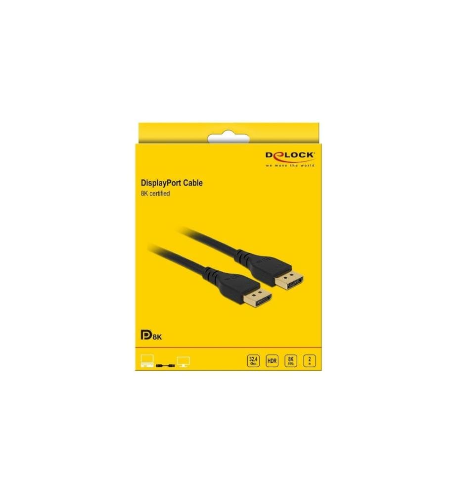DELOCK - Kabel DisplayPort, 8K/60Hz ohne Einrastfunktion, 2m