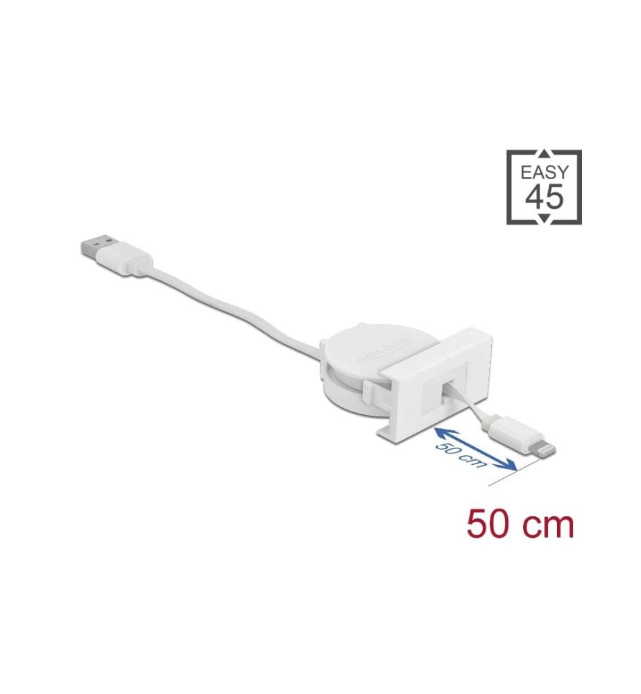 DELOCK - Easy 45 Modul USB 2.0 Ausrollkabel USB A - Lightning 0.5 m