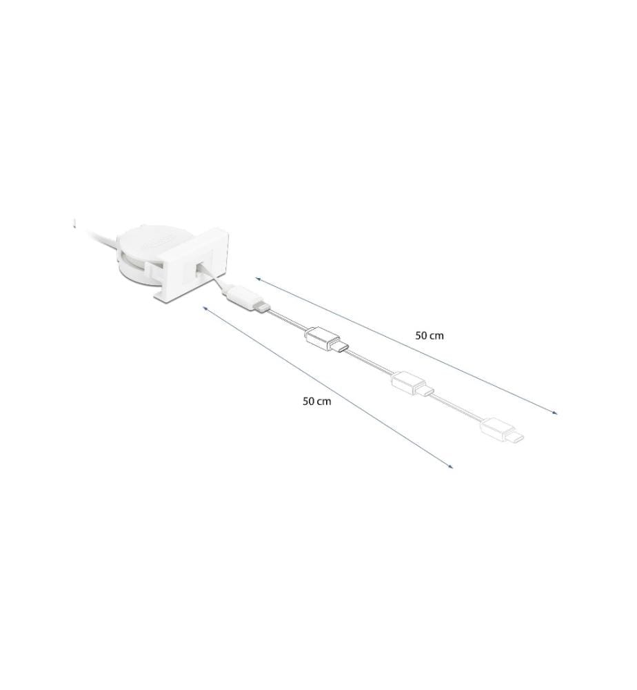 DELOCK - Easy 45 Modul USB 2.0 Ausrollkabel USB A - Lightning 0.5 m