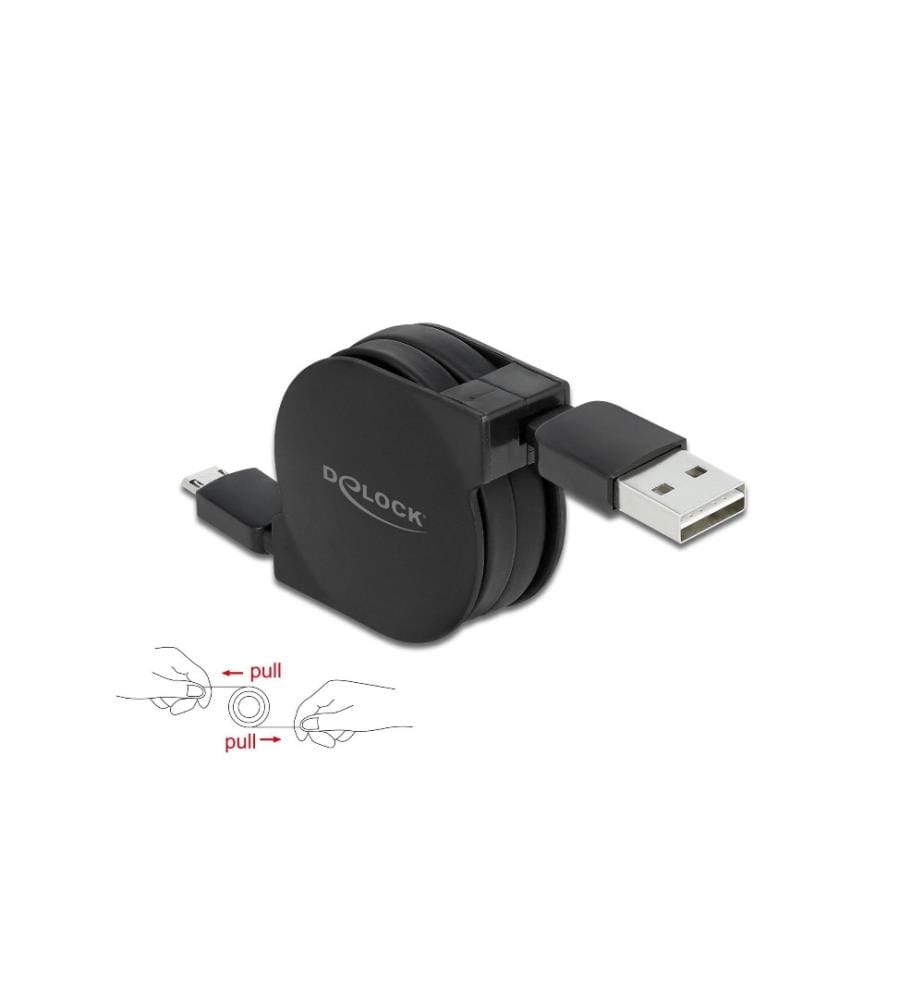 DELOCK - USB 2.0-Kabel aufrollbar USB A - Micro-USB B 1 m